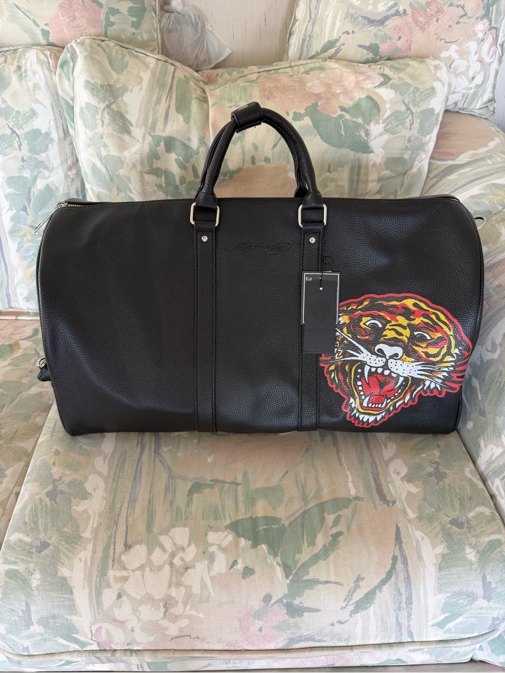 Ed Hardy Roaring Tiger Black Duffle Weekend Bag Black